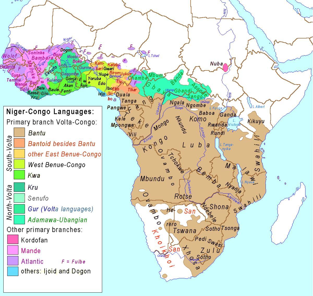 Mappa del ghana lingua