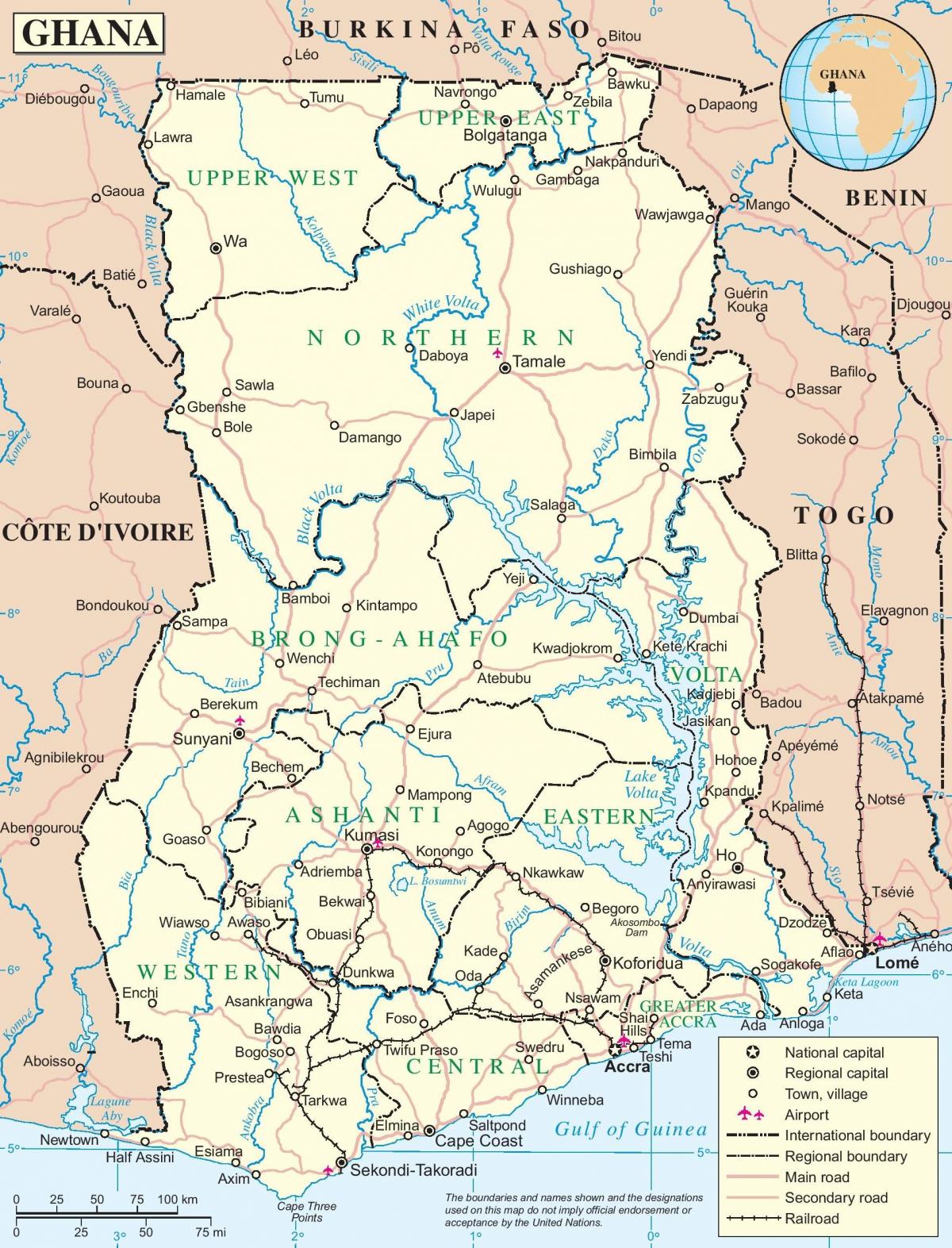 una mappa del ghana