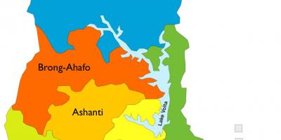 Mappa del ghana, mostrando regioni